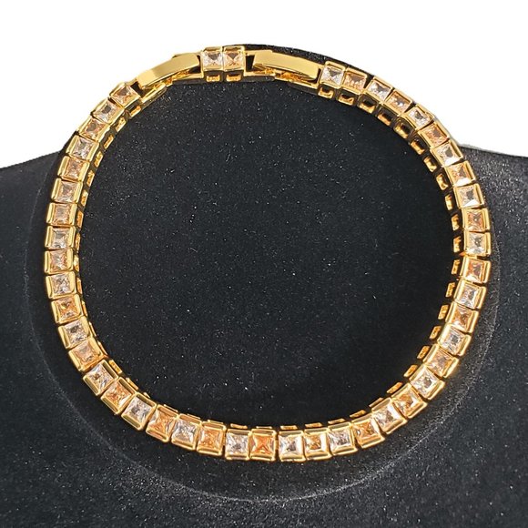 2ct Champagne & White Diamond Womens 14K Gold Tennis Bracelet Silver 7" Jewelry - Picture 2 of 9